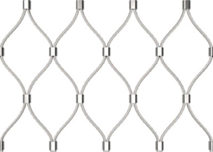 trilhos de aço de Mesh Ferrule Diamond For Stair do cabo de 2.5cm 316 inoxidáveis