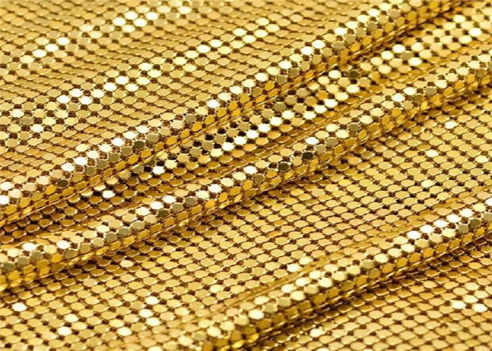Lantejoulas metálicas de malha de aço decorativas douradas planas de 2,5 m